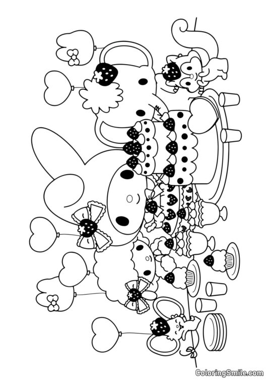 Cumpleaños de My Melody - Página para Colorear