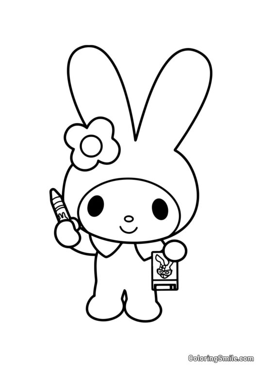 My Melody con Lápiz - Página para Colorear