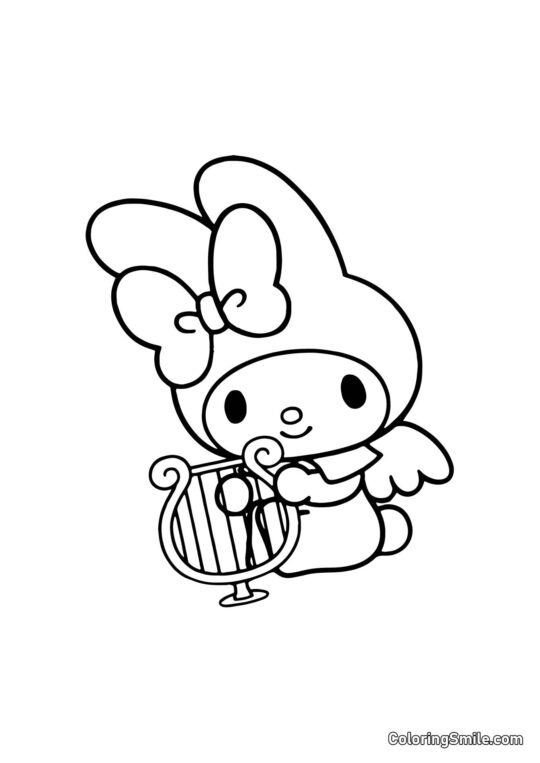 My Melody con Arpa - Página para Colorear
