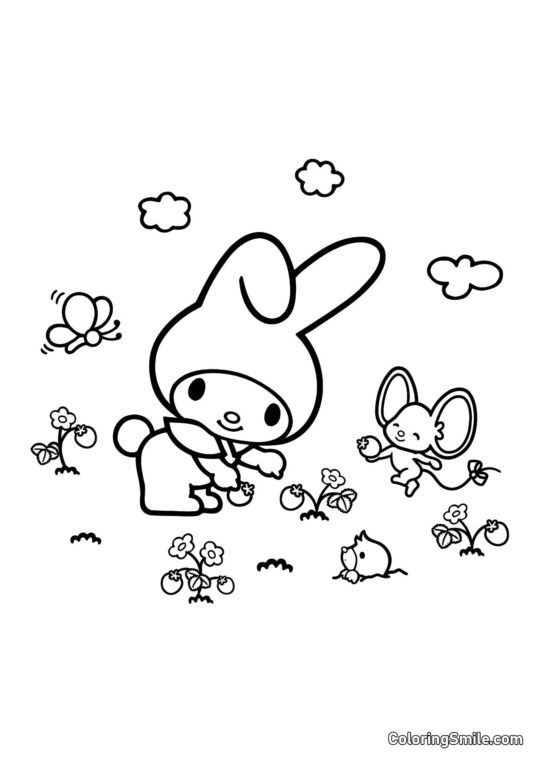 My Melody, Ratón y Topo - Página para Colorear