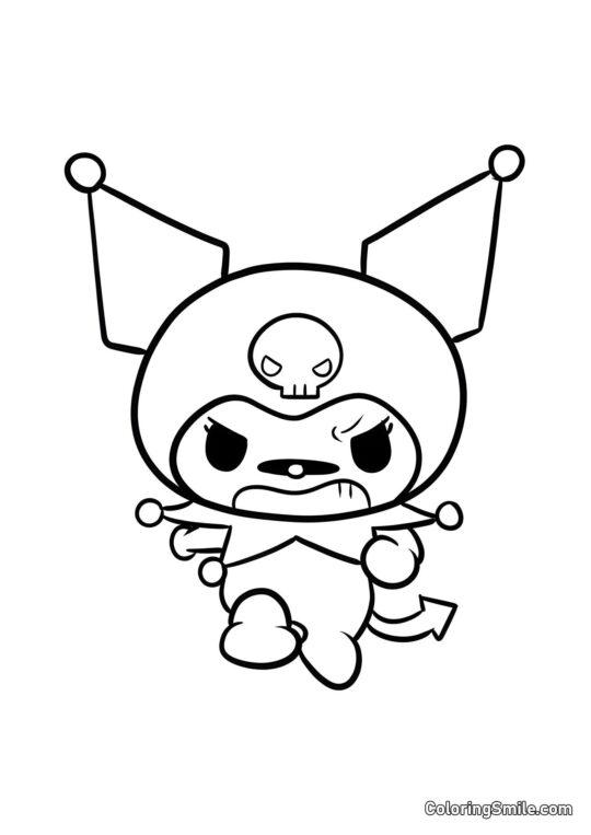 Conejo Kuromi Enojado - Página para Colorear