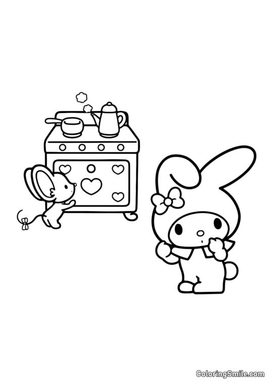 My Melody Cocinando con Fleta - Página para Colorear