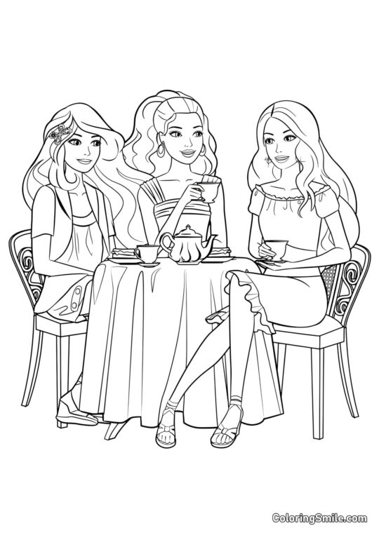 Fiesta de té con Barbie - Página para Colorear