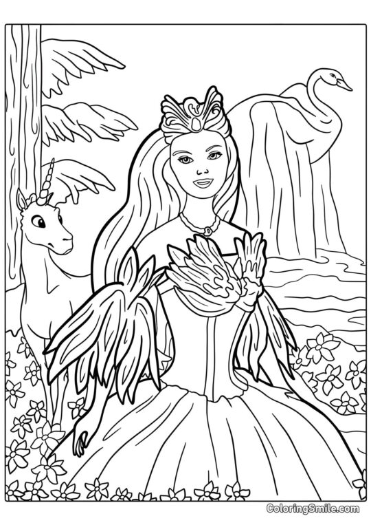 Barbie cisne - Página para Colorear