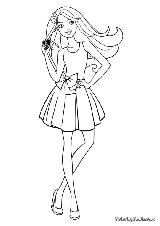 Barbie con gafas de marca - Página para Colorear