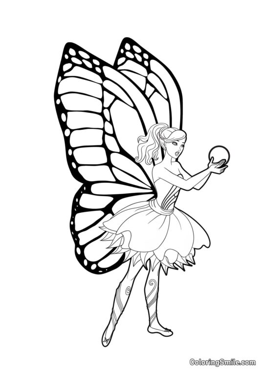 Barbie con alas de hada - Página para Colorear