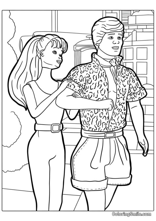 Barbie y Ken de Toy Story - Página para Colorear