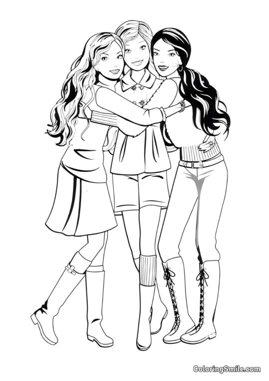 Amigas inseparables Barbie - Página para Colorear