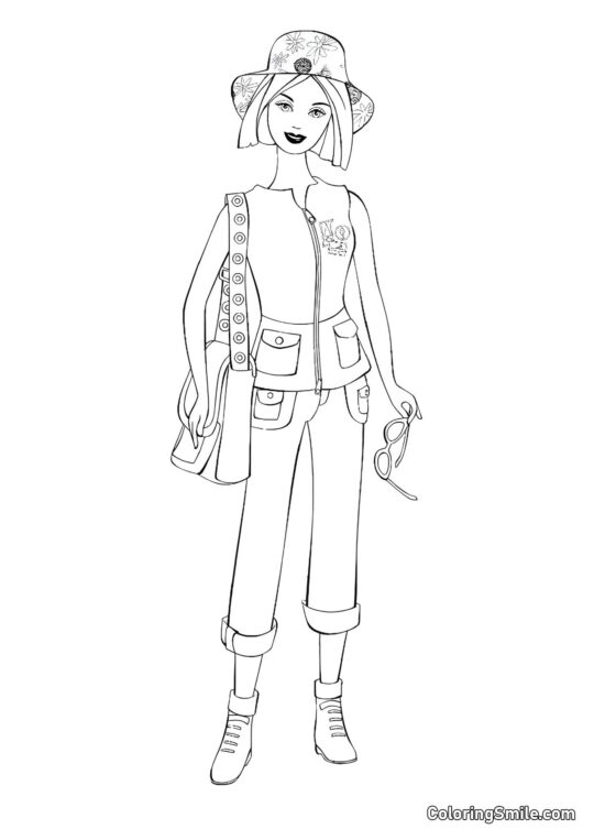 Barbie viajera - Página para Colorear
