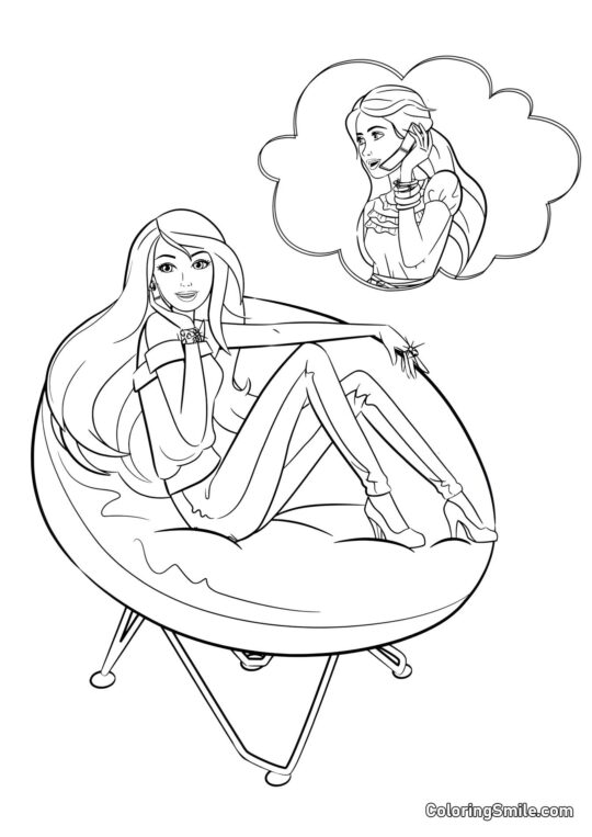 Barbie hablando con una amiga - Página para Colorear