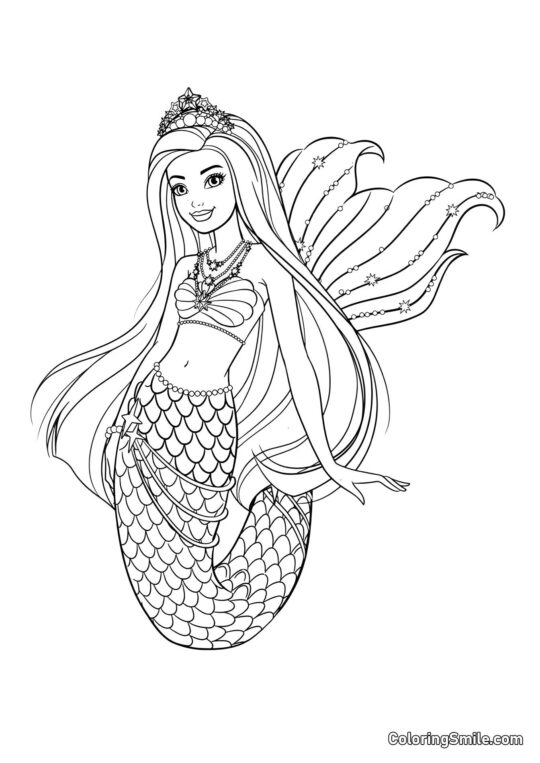Barbie princesa sirena - Página para Colorear