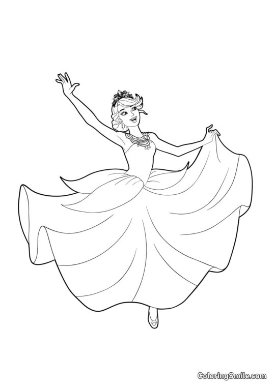 Barbie en un vestido floral - Página para Colorear