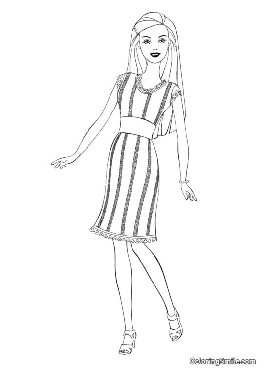 Barbie vestido estricto - Página para Colorear