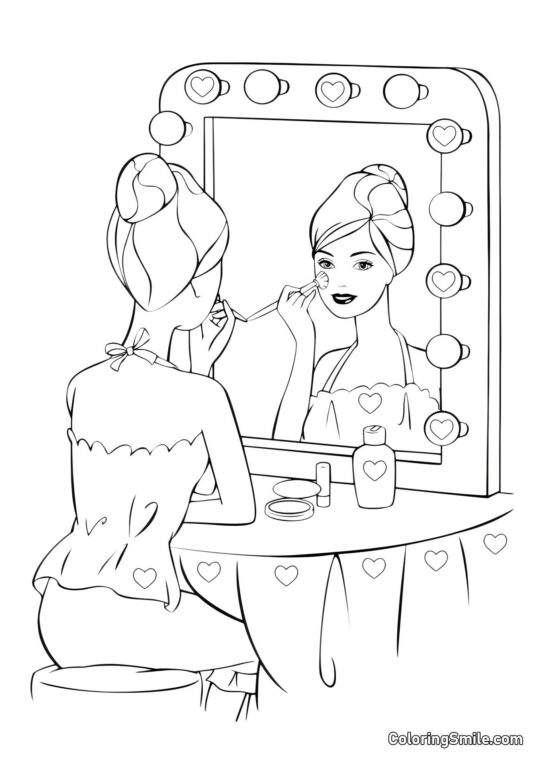 La mesa mágica de Barbie - Página para Colorear