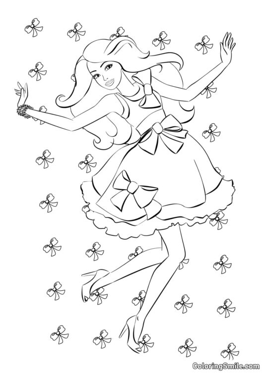 Barbie y moños - Página para Colorear