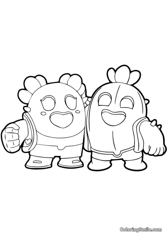 Cactus Amor Brawl Stars - Página para Colorear