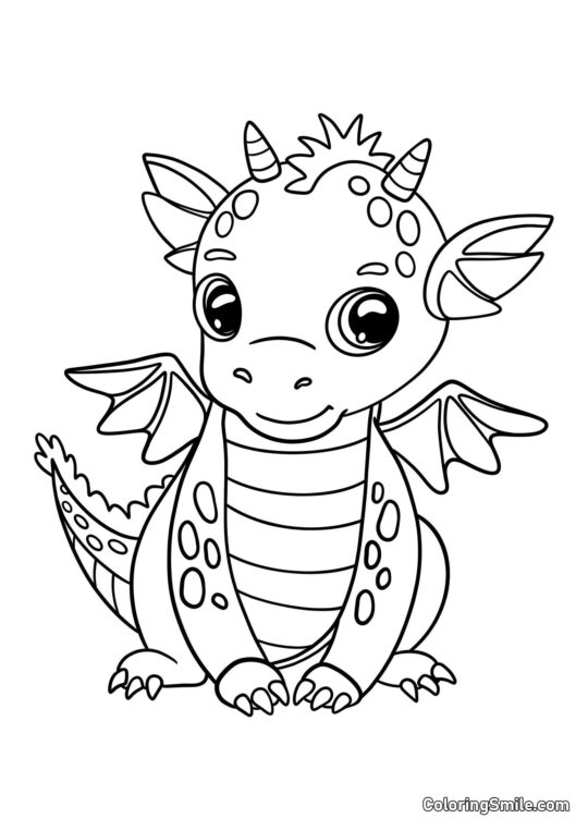 Bebé Dragón Bonito - Página para Colorear