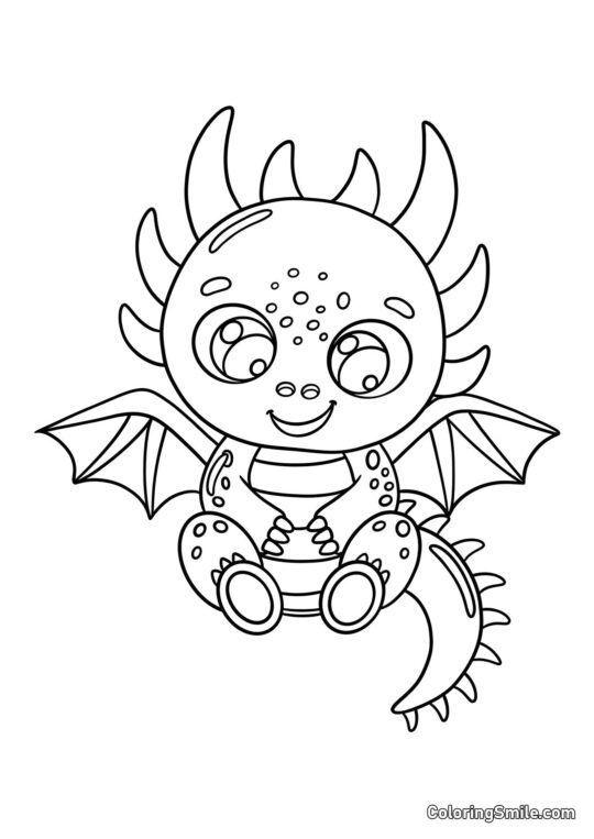 Dragón Kawaii - Página para Colorear