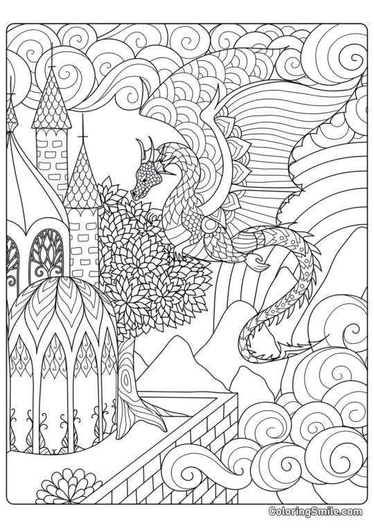 Fantástico Dragón Antiestrés - Página para Colorear