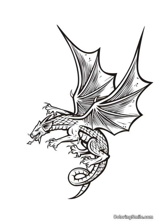 Dragón Enojado - Página para Colorear