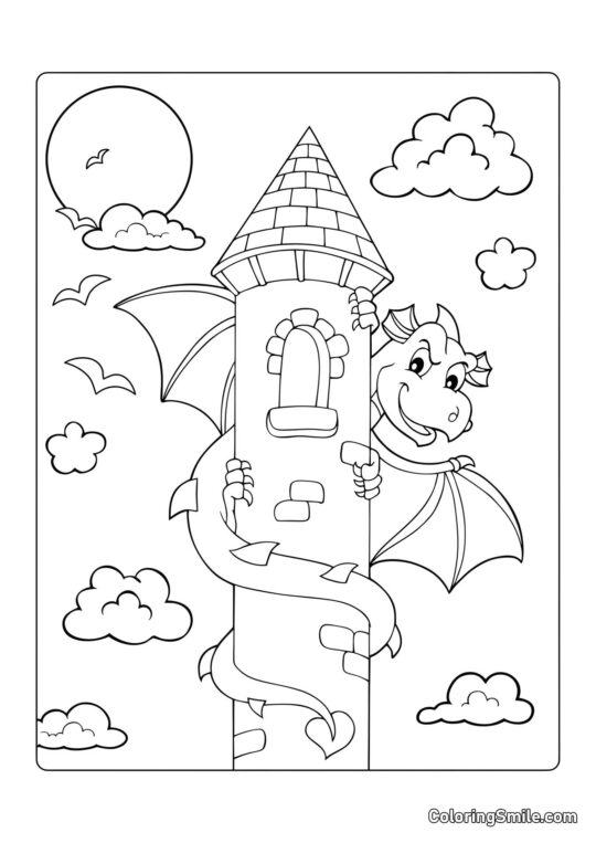 Dragón de Cuento de Hadas - Página para Colorear