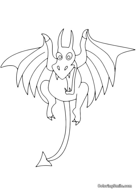 Dragón con Cola de Flecha - Página para Colorear