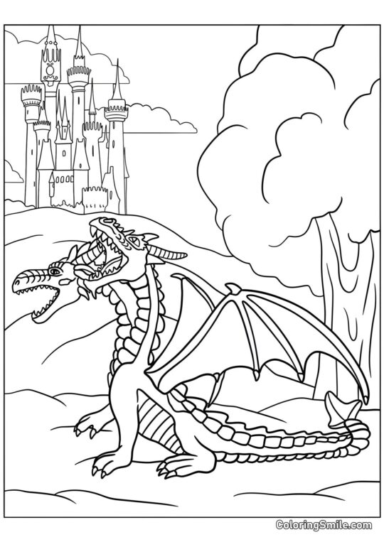 Dragón de Dos Cabezas - Página para Colorear