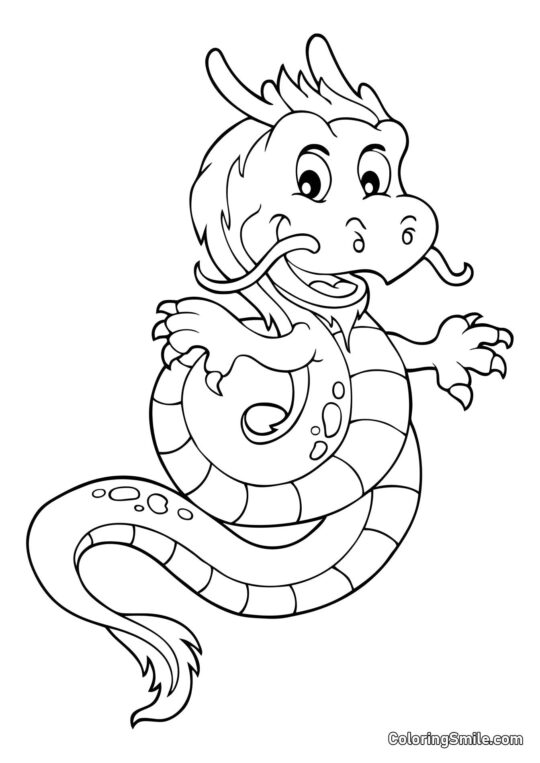 Dragón Estilo Chino - Página para Colorear
