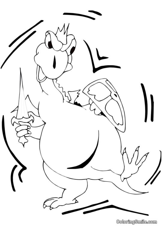 Dragón Enojado con una Espada - Página para Colorear