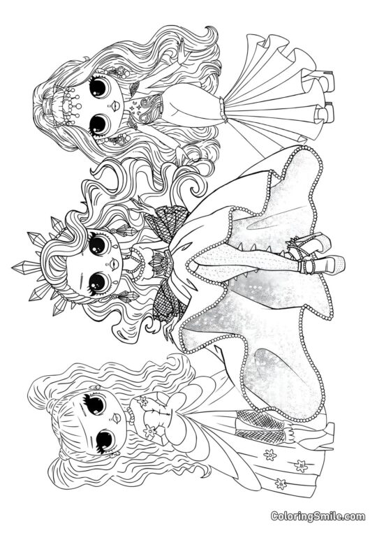 LOL OMG Amigos en Vestidos - Página para Colorear