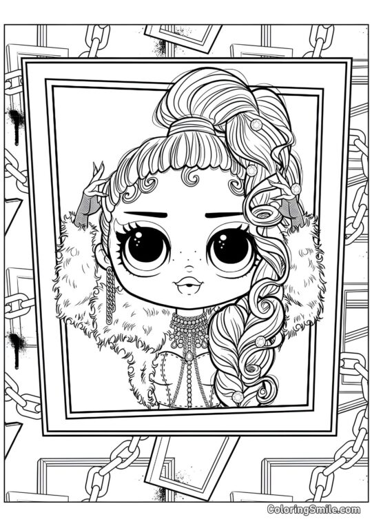 LOL OMG Diosa del Podio en Marco - Página para Colorear