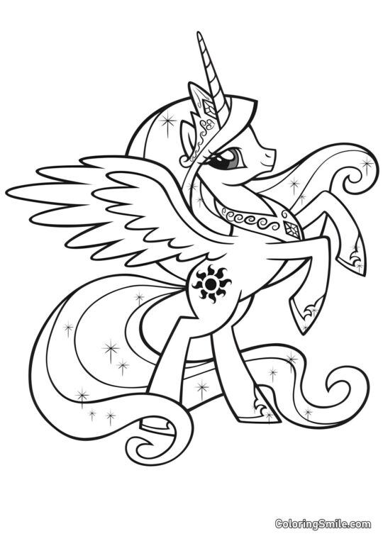 Poni Celestia Poni Celestia - Página para Colorear