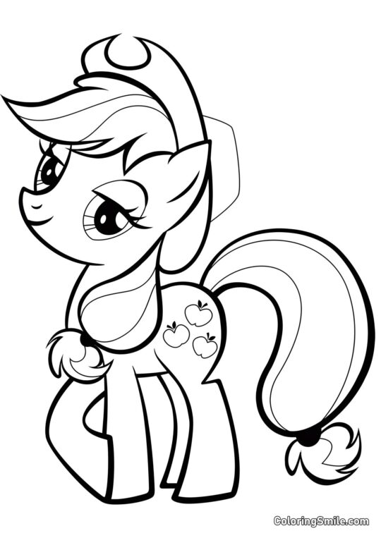 Poni Applejack Poni Applejack - Página para Colorear