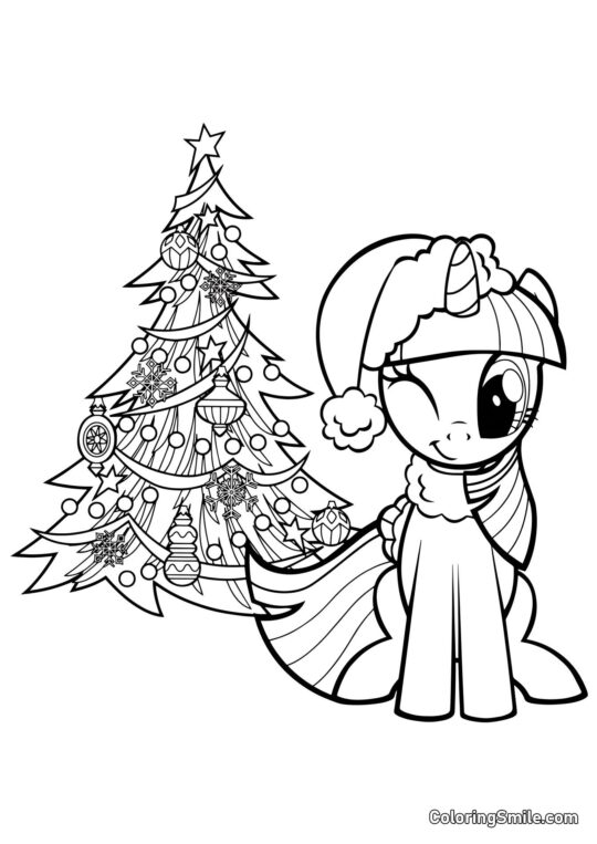 Twilight Sparkle y Árbol de Navidad Twilight Sparkle y Árbol de Navidad - Página para Colorear