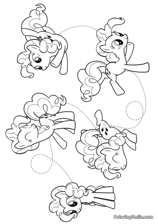 Pinkie Pie y Cinco Ponis Pinkie Pie y Cinco Ponis - Página para Colorear