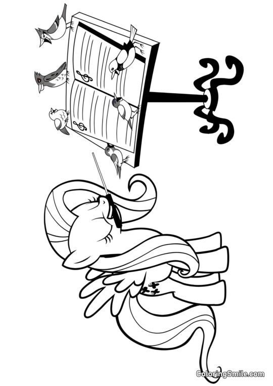 Poni Fluttershy Poni Fluttershy - Página para Colorear