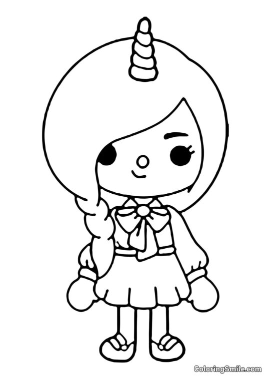 Toca Boca chica unicornio Toca Boca chica unicornio - Página para Colorear