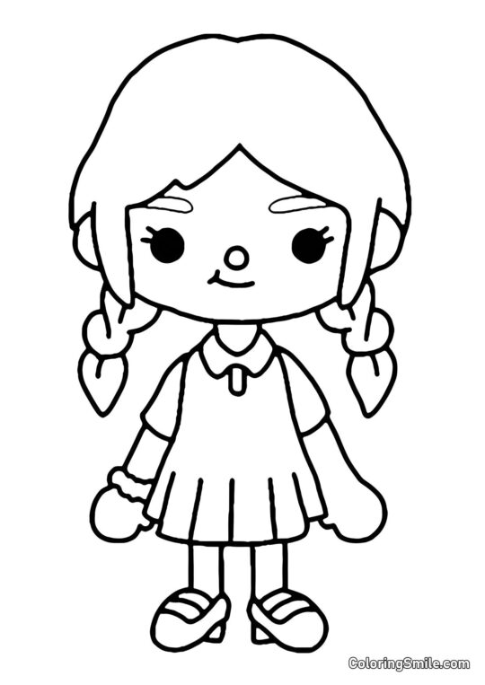 Toca Boca chica con trenzas Toca Boca chica con trenzas - Página para Colorear