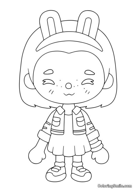 Toca Boca chica con orejas de conejo Toca Boca chica con orejas de conejo - Página para Colorear