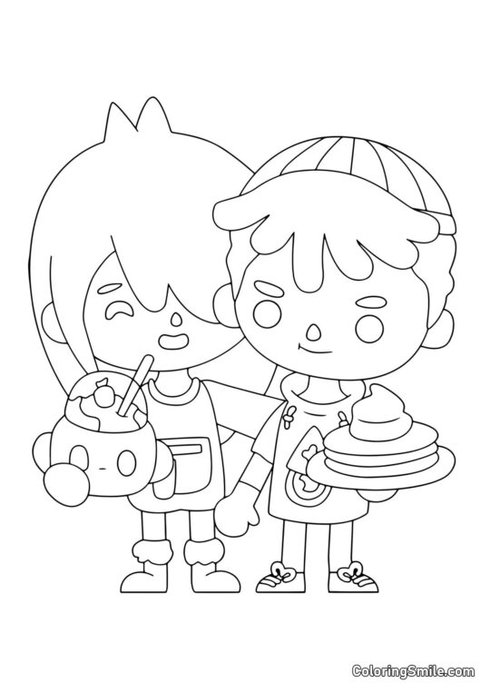 Toca Boca chico y chica Toca Boca chico y chica - Página para Colorear