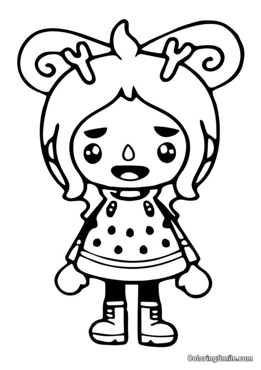 Toca Boca chica con cuernos Toca Boca chica con cuernos - Página para Colorear