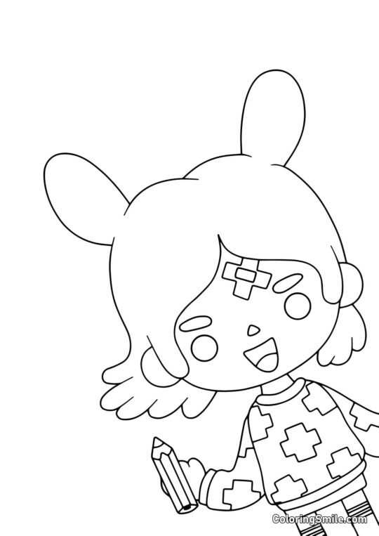 Toca Boca Rita con un lápiz Toca Boca Rita con un lápiz - Página para Colorear