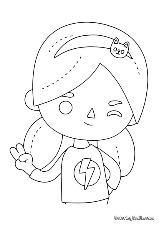 Toca Boca chica con rayos Toca Boca chica con rayos - Página para Colorear