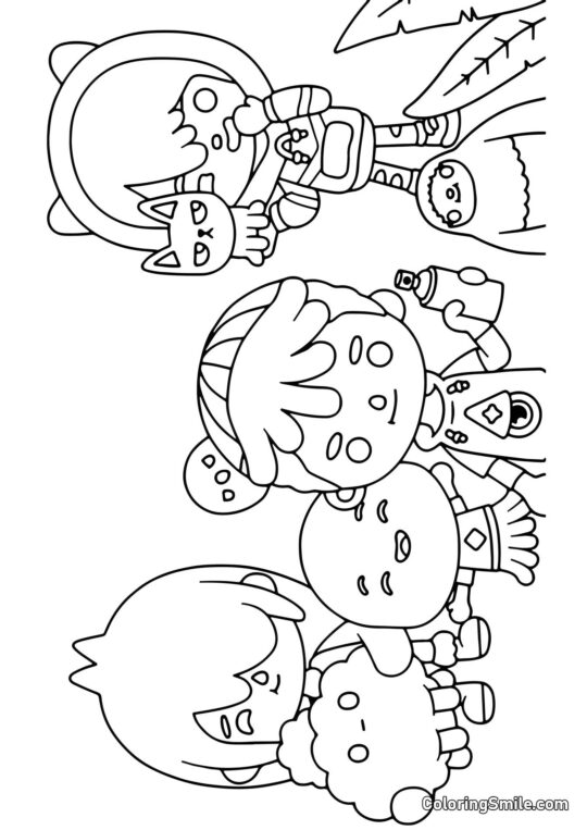 Toca Boca héroes con tortitas Toca Boca héroes con tortitas - Página para Colorear