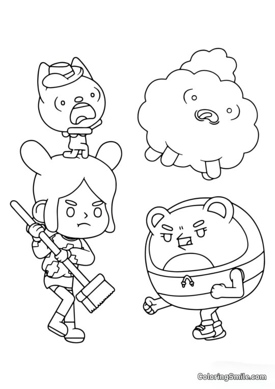 Toca Boca chica Rita contra el robot malvado Toca Boca chica Rita contra el robot malvado - Página para Colorear