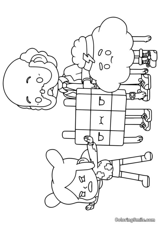 Toca Boca chica, abuelo y tortitas Toca Boca chica, abuelo y tortitas - Página para Colorear