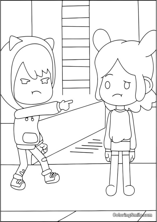 Toca Boca Zeke señala a Rita Toca Boca Zeke señala a Rita - Página para Colorear