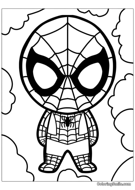 Simple Spider-Man de dibujos animados Simple Spider-Man de dibujos animados - Página para Colorear