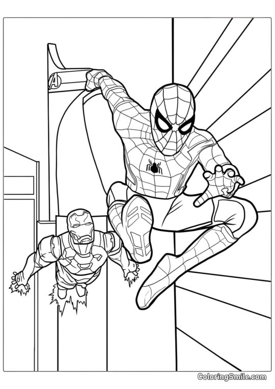 Spider-Man e Iron Man Spider-Man e Iron Man - Página para Colorear