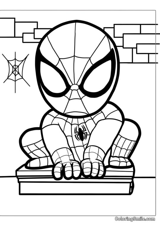 Spider-Man simple para niños Spider-Man simple para niños - Página para Colorear